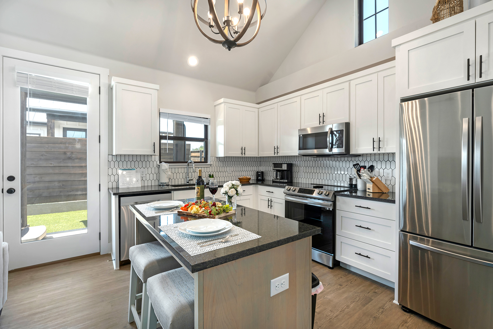 Seating for two at the kitchen island.