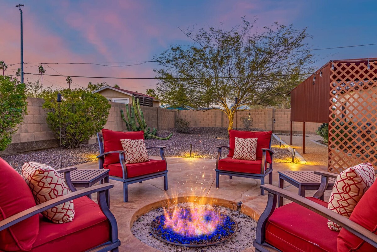 Cozy up near the firepit