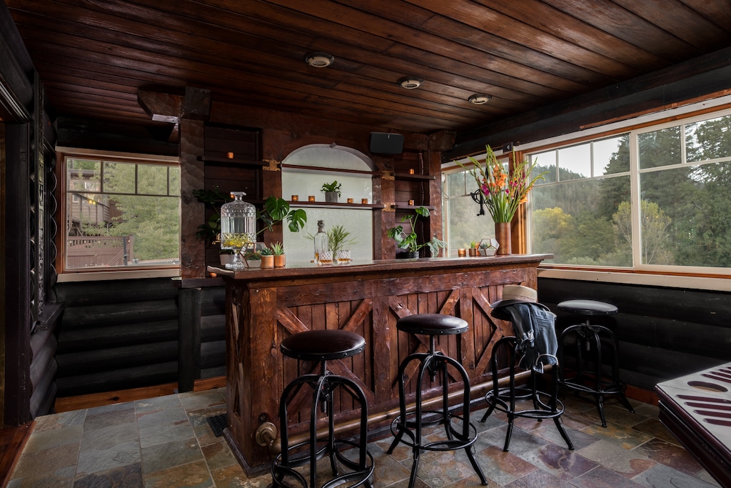 Check out this bar! Custom woodwork and not to be missed views!