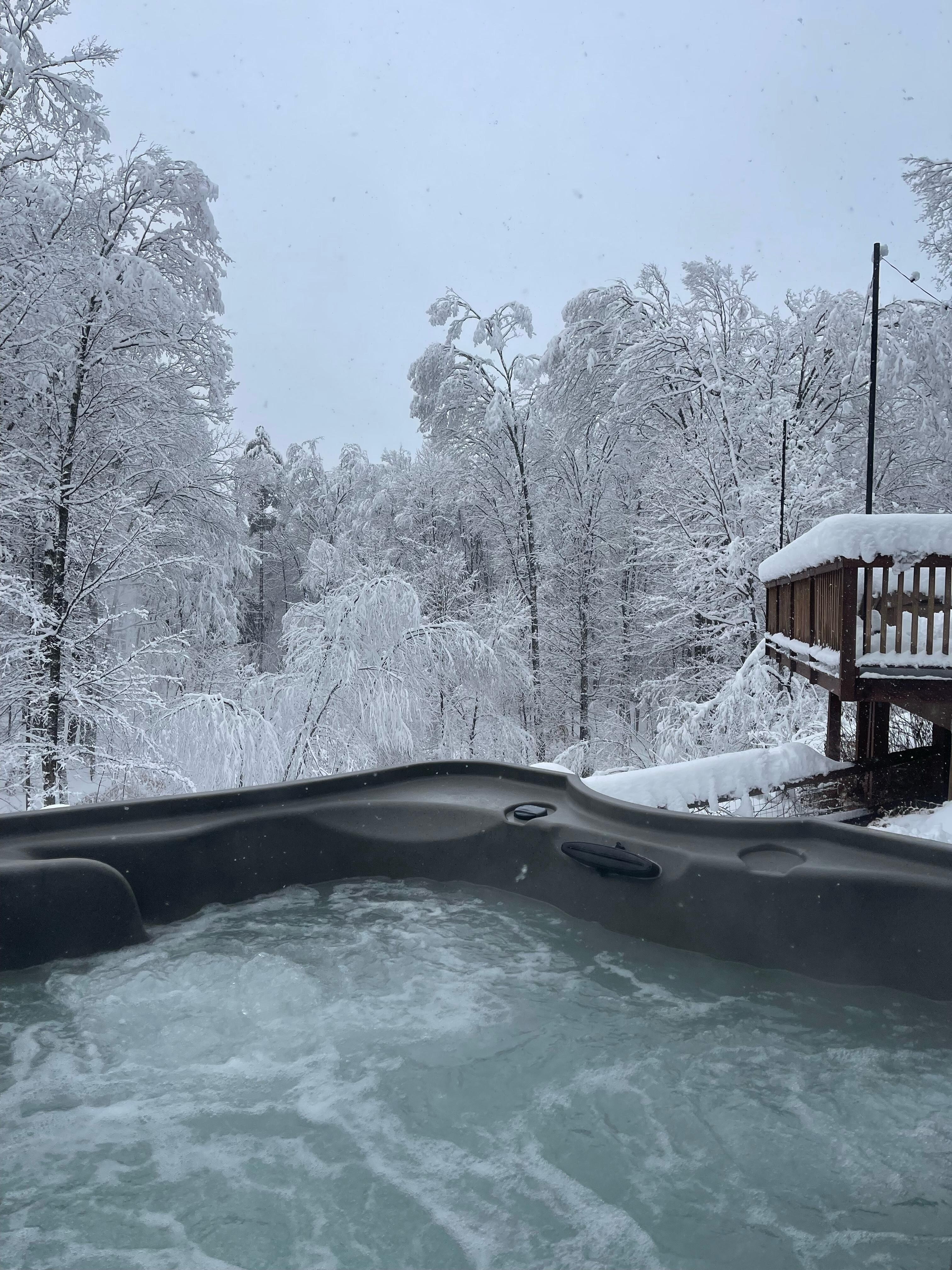 View from the hot tub in winter