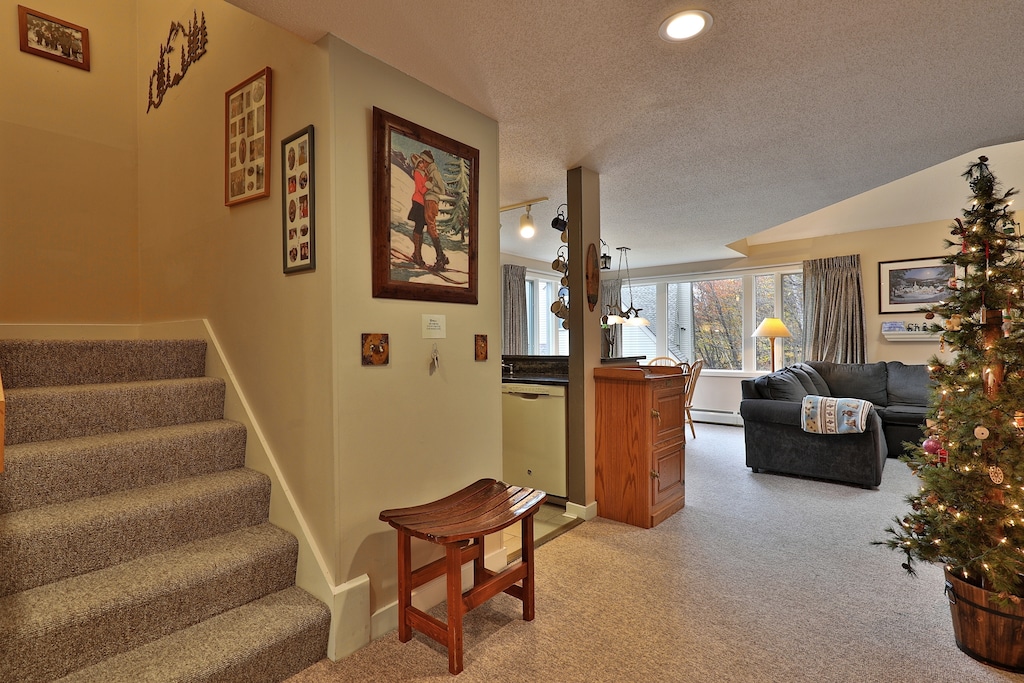 View into open floor plan living/kitchen dining area