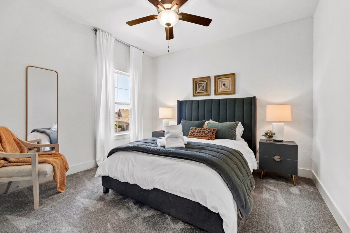 Our second bedroom features a luxurious Queen-size bed and connected bathroom.