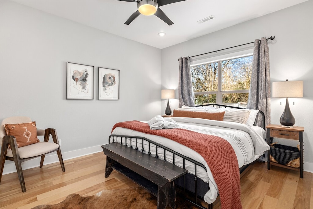 Our Master bedroom is complete with a King-size bed, large closet, blackout curtains and stunning en suite bath.