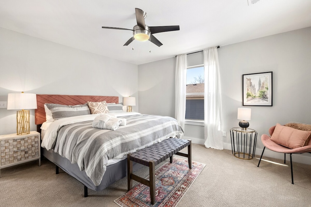 Our second King bedroom is complete with a closet, LG Smart TV and nearby bath.