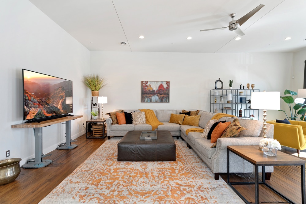 Living Room with 75" Smart TV