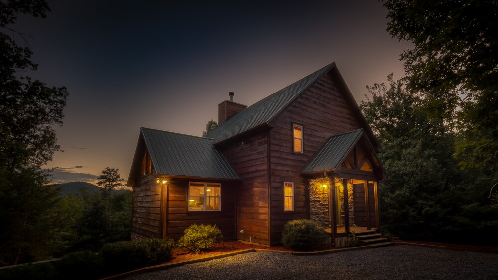 Property Image 2 - Cubs Cabin- Pet Friendly | Outdoor Stone Fireplace | Relaxing Hot Tub