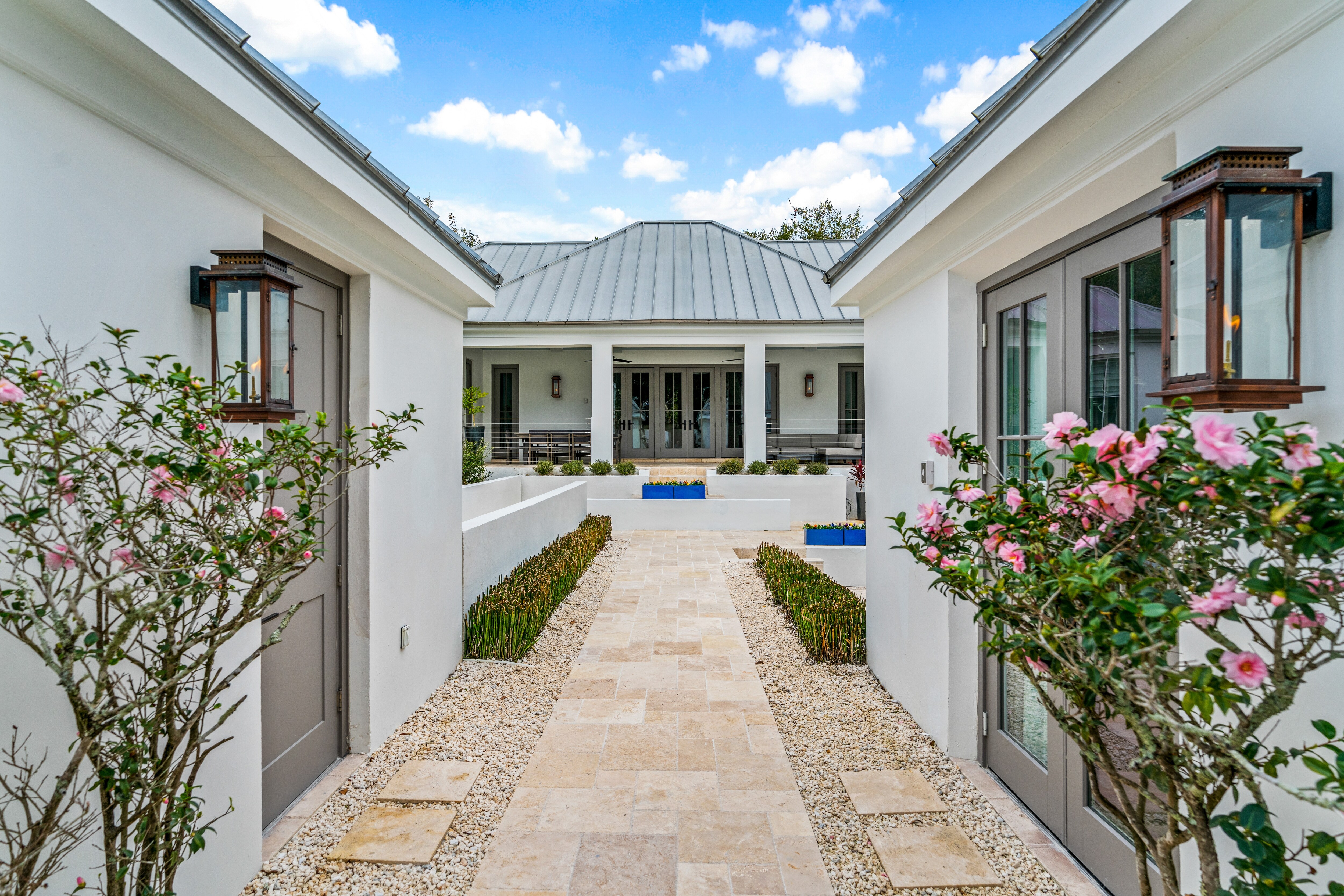 Beautiful Courtyard to home with view of Main House, and Carriage House