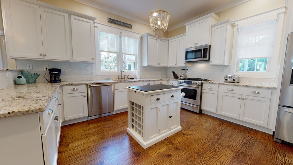 Easy flow for lots of cooking - stainless steel appliances in the First Floor Kitchen