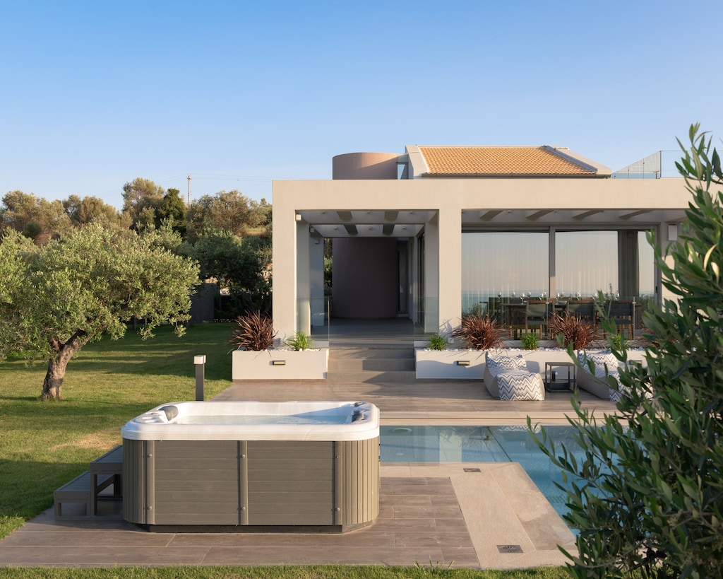 Our bespoke villa offers a heated spa whirlpool