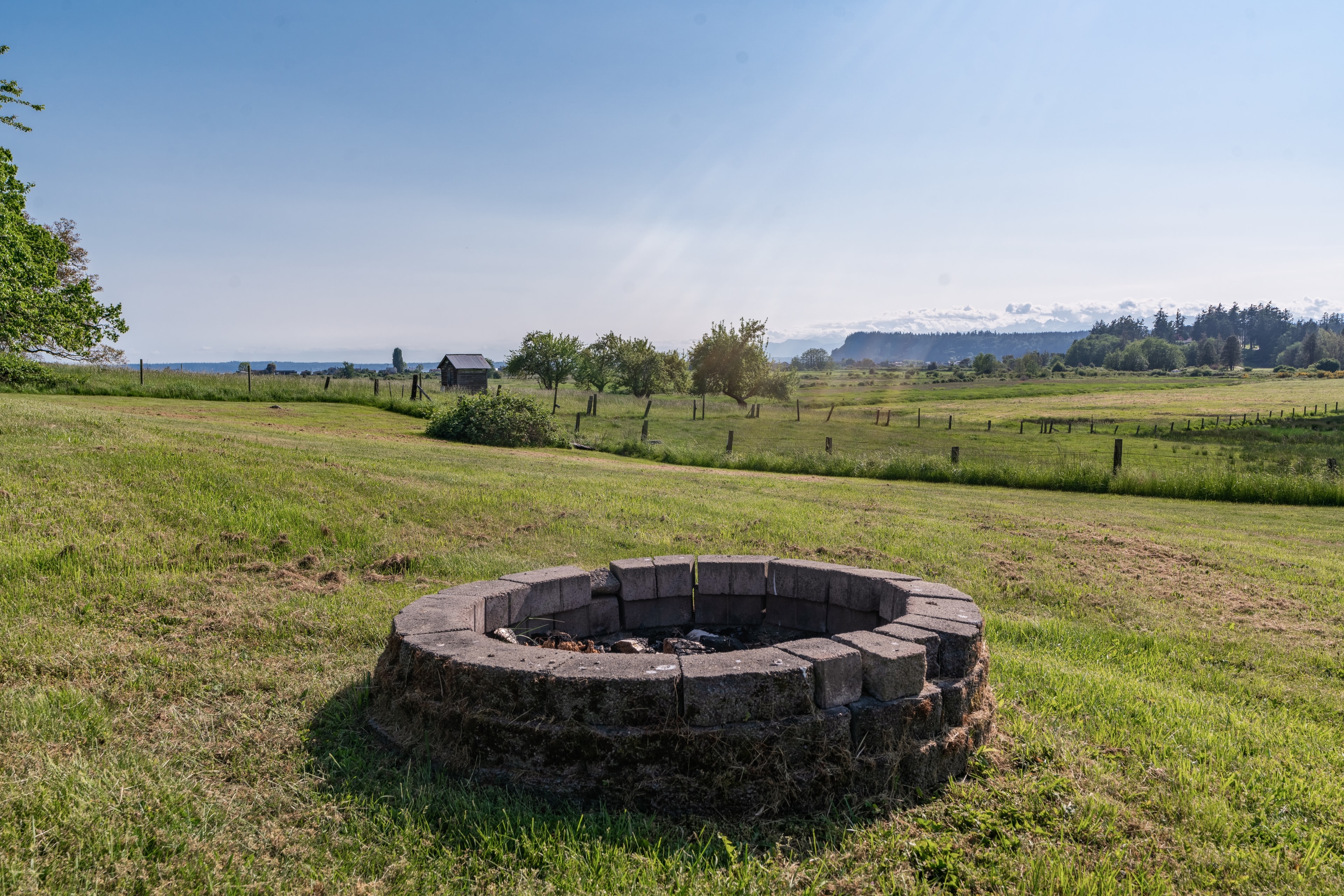 An outdoor fireside.