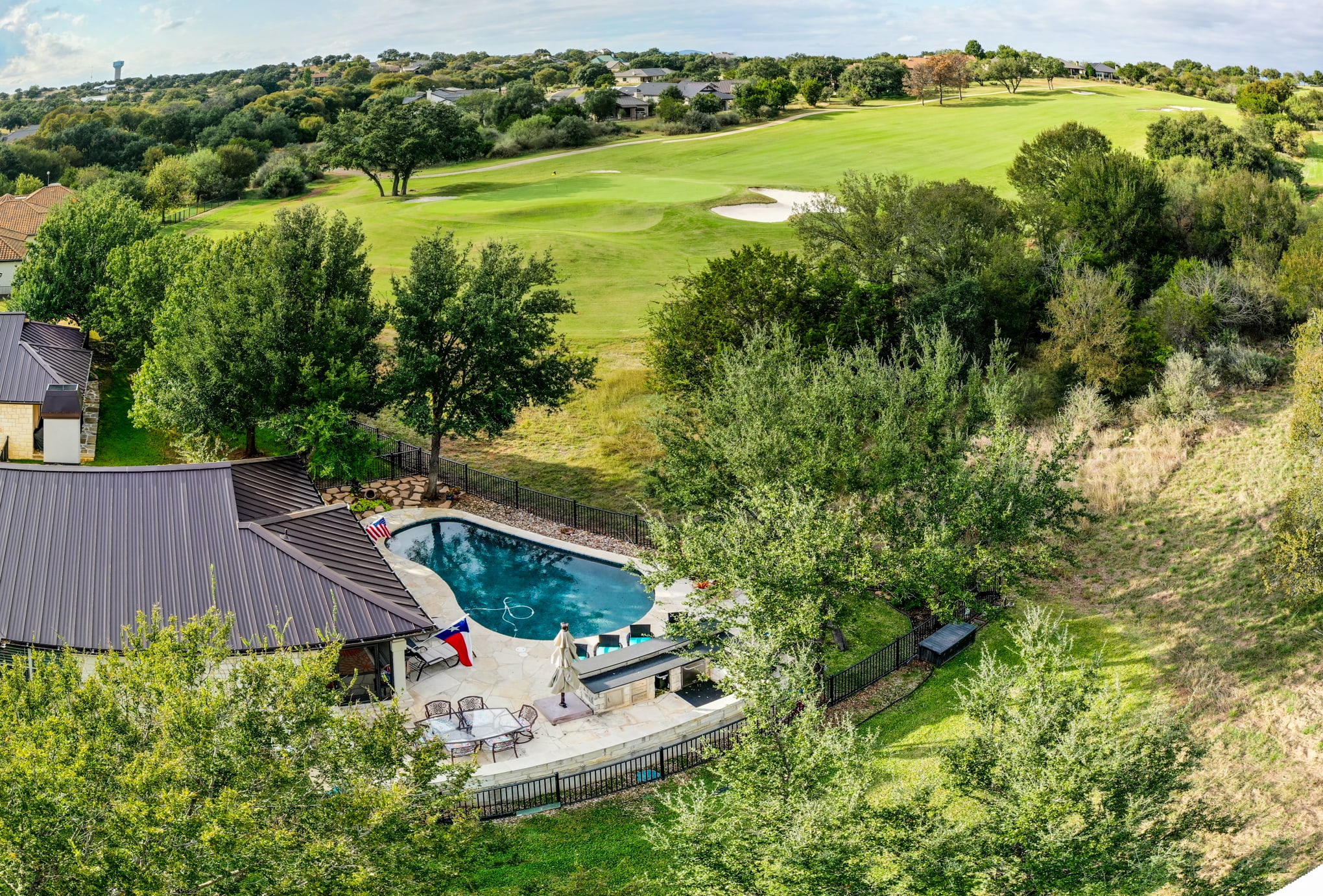 Nestled against the First hole at Ram Rock Golf Course.