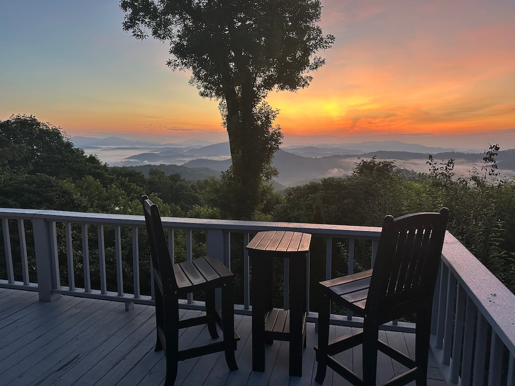 Deck at Sunrise the Appalachian Mountains