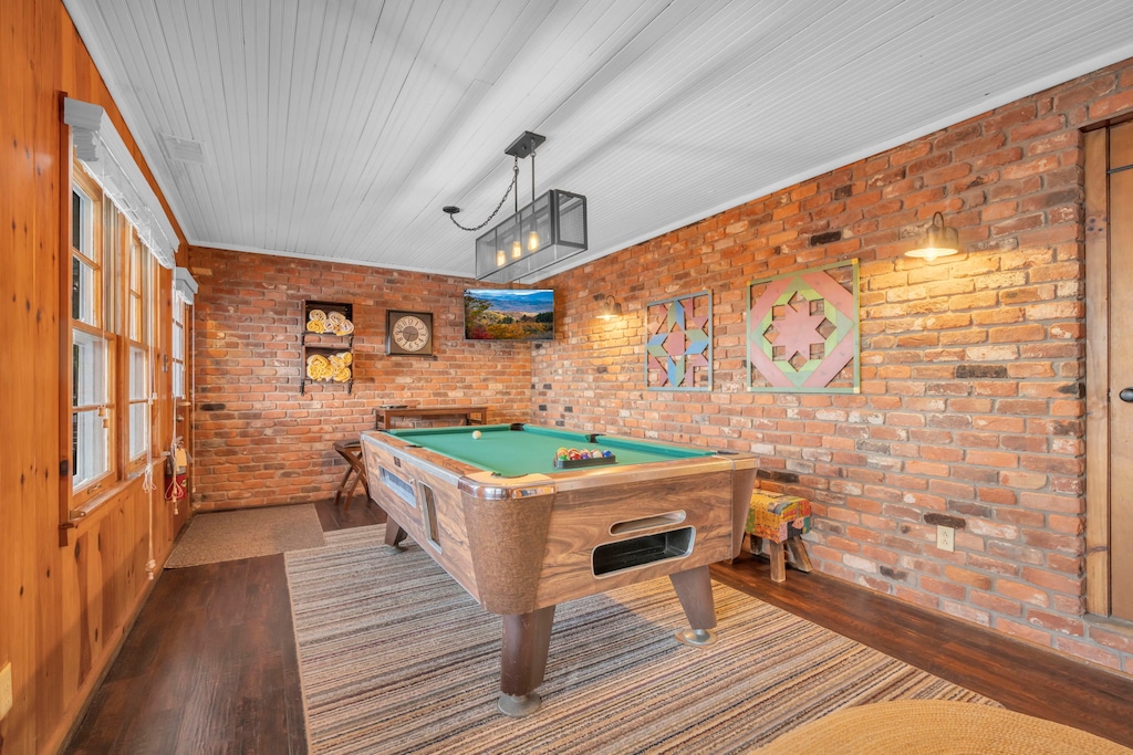 Pool Table and TV on Lower Level