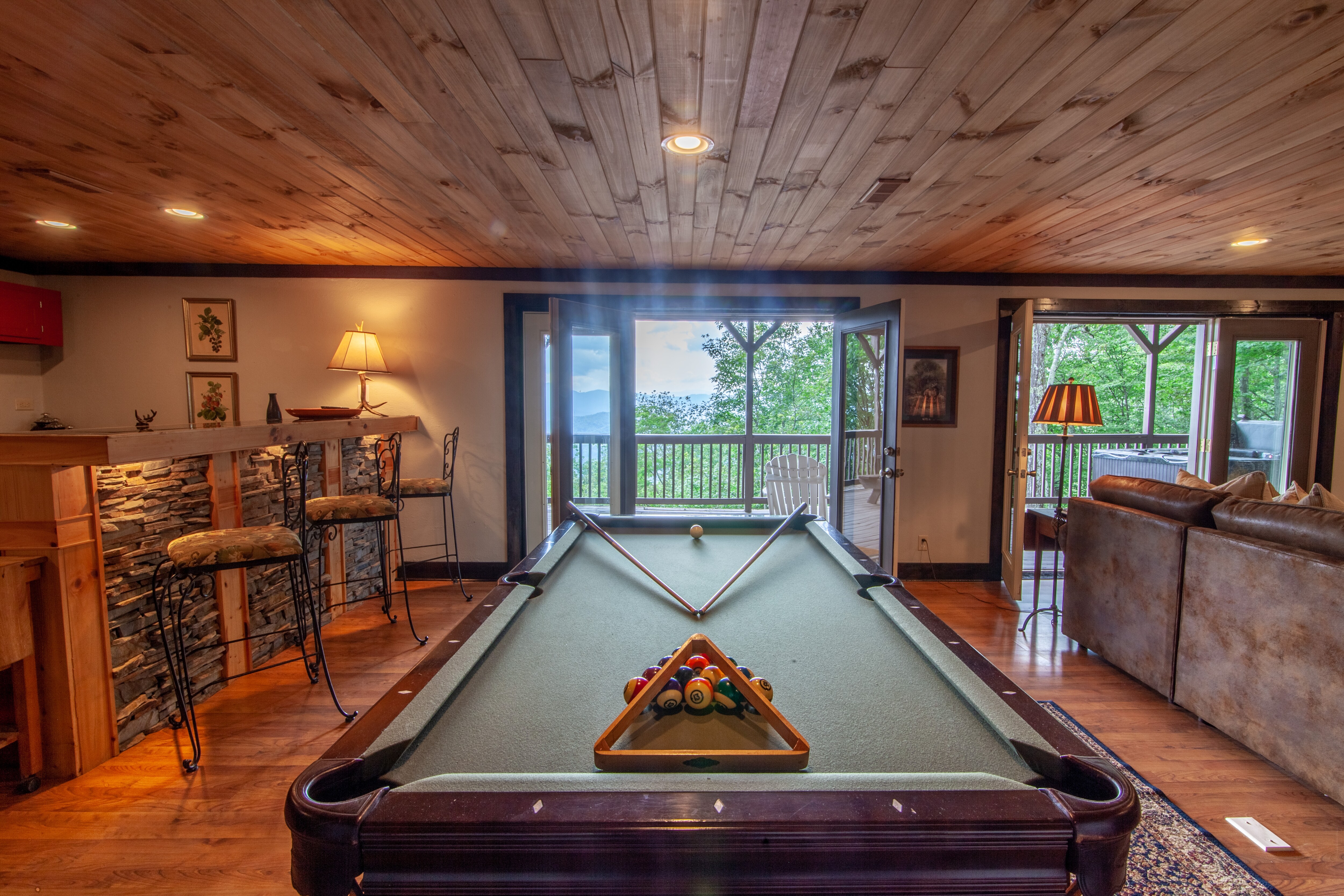 Pool Table and Second Kitchen in Downstairs Den and Game Room