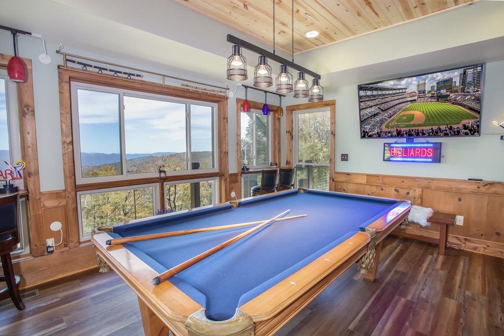 Pool Table with Large Smart TV