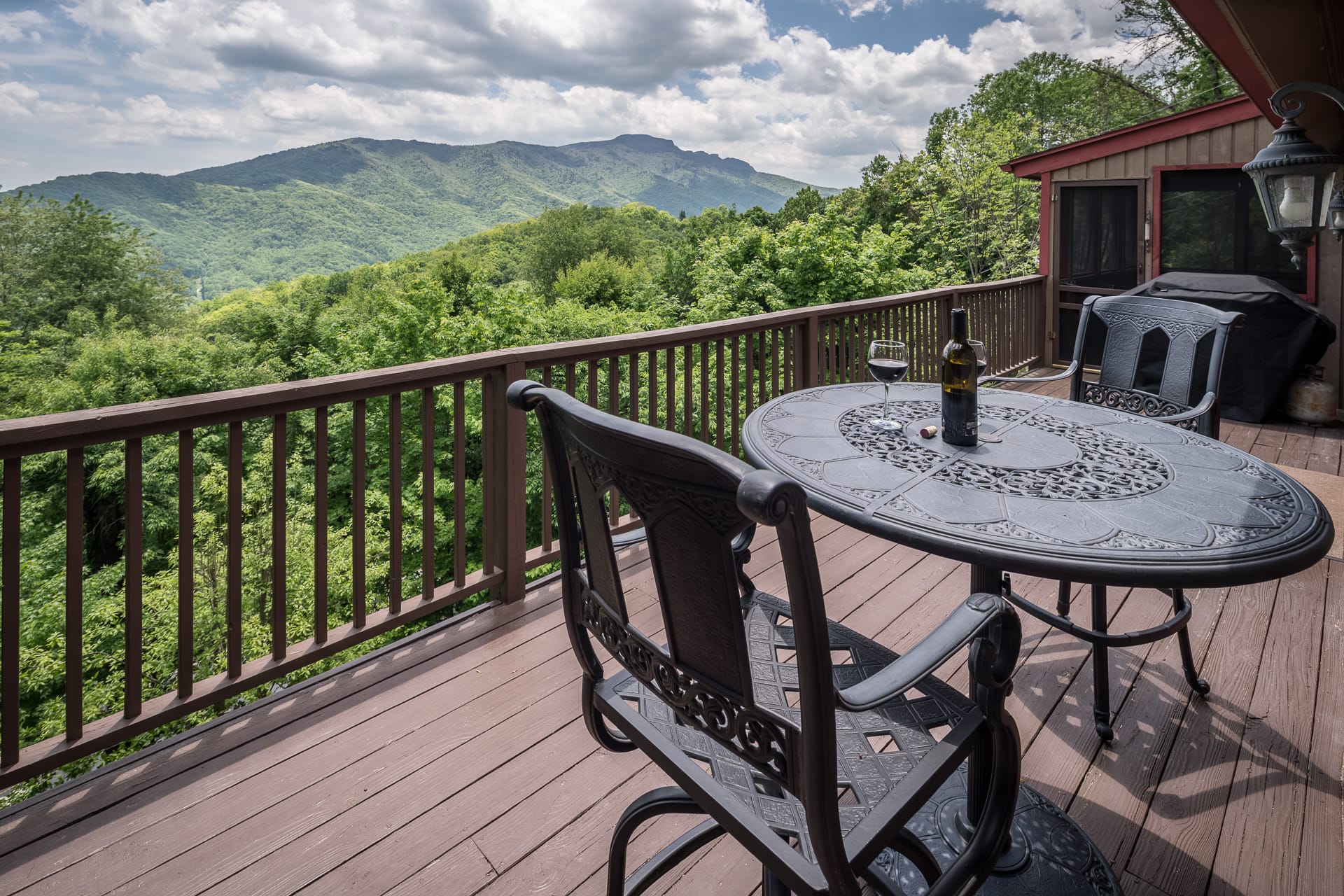 Unobstructed views of Grandfather Mountain from the main level rear deck