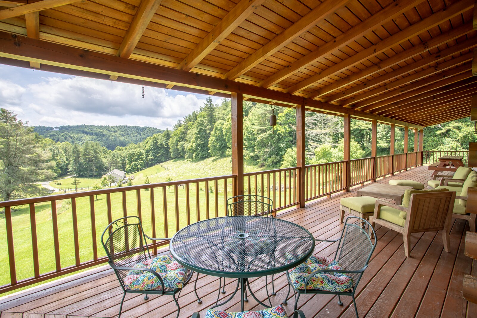 Wow! Mountain and Valley Views from Outdoor Living and Dining Areas on the Massive Covered Deck at Sleepy Valley Hideaway!