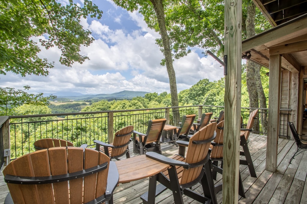Unobstructed Views of Grandfather Mountain from Main Level Deck at Serendipity!