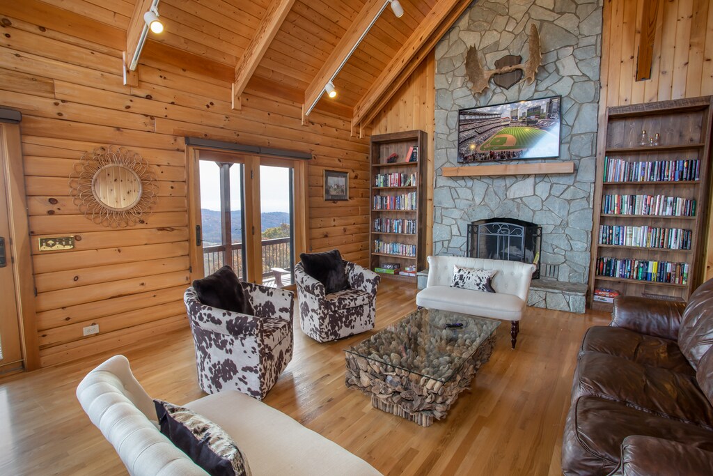 Main Floor (Level 3) Great Room with Soaring Vaulted Wood Ceilings