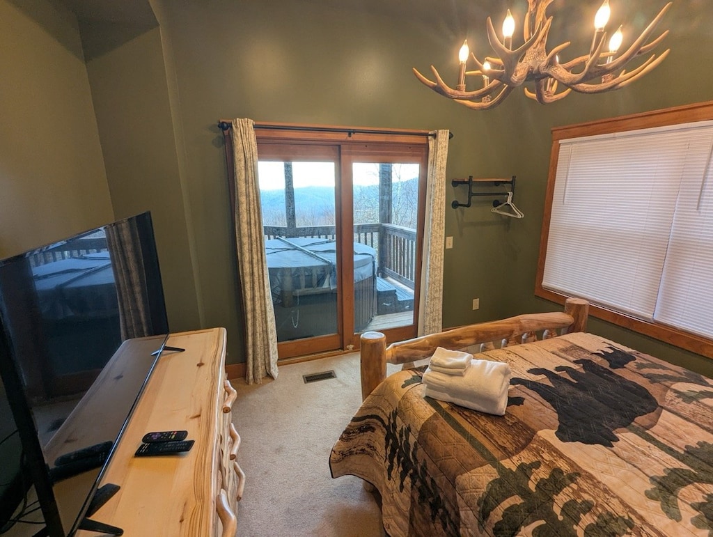 Hot Tub Deck Access and Views from the Green Tree Room