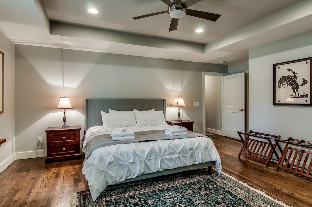 One level home: Bedroom 1 w/King bed and en suite bathroom.