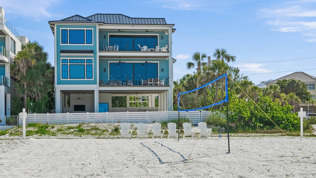 Rear Elevation - Sunset Blue - Private Beach Volleyball - Oversized Pool w/ Spa and Sunshelf