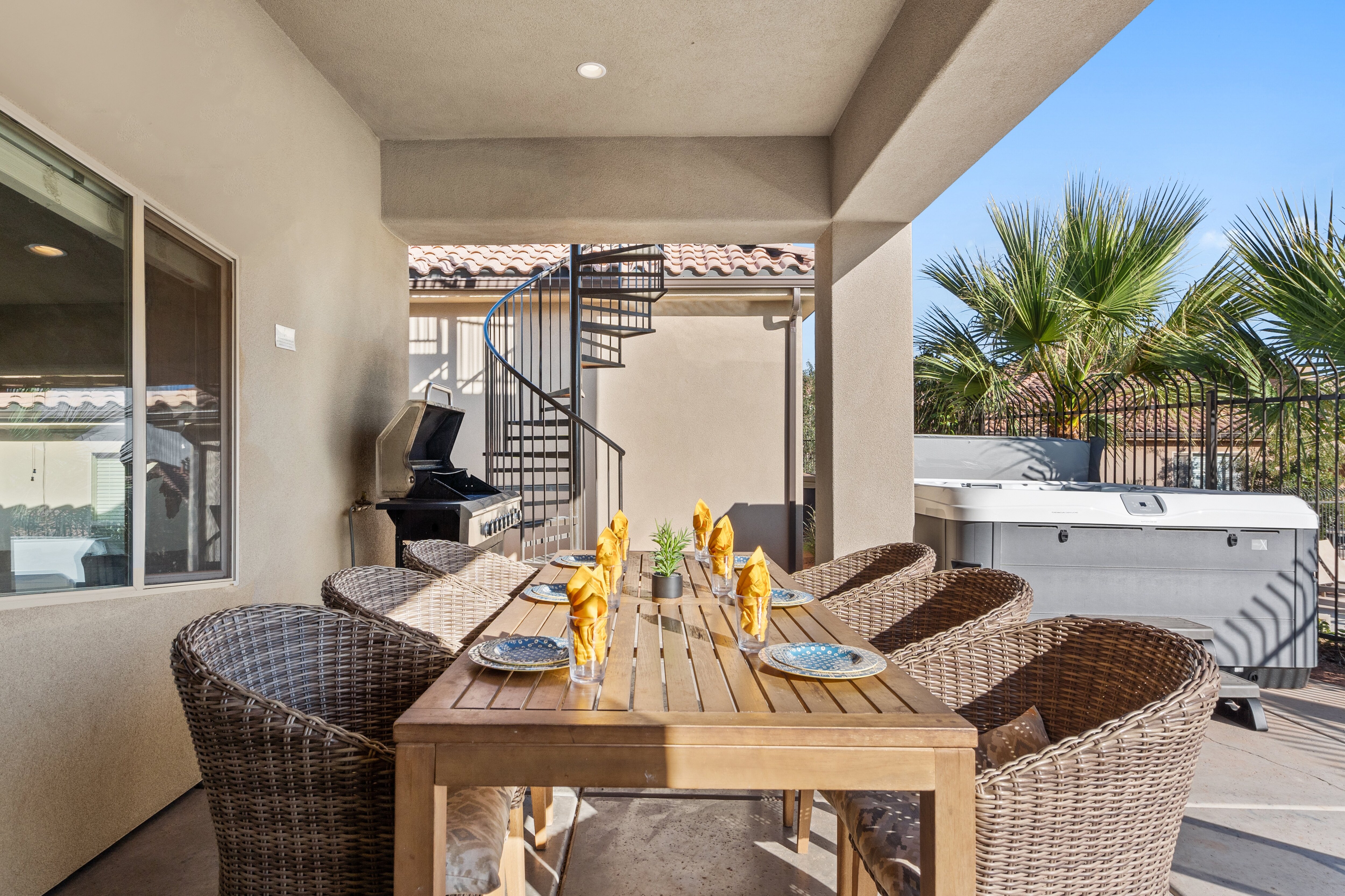 Patio table with great view of Lazy River and Waterslides.