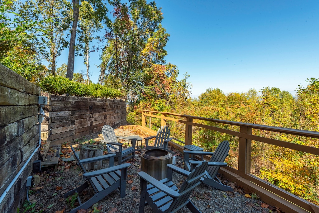 The fire pit is the perfect spot to gather on those brisk summer or fall nights.