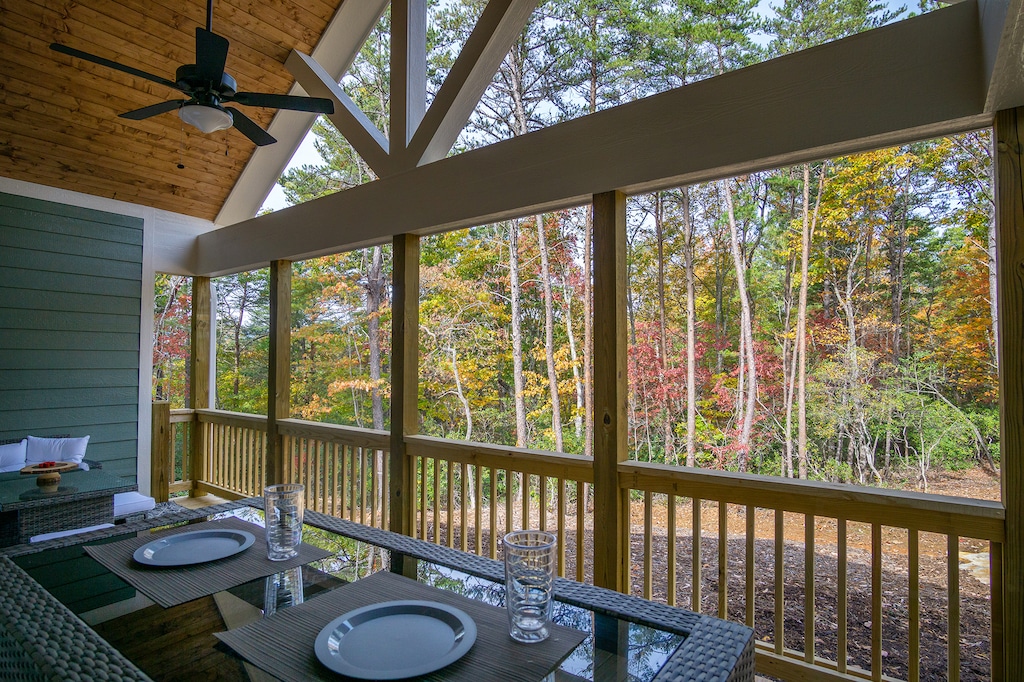 Dine al fresco while taking in the stunning scenery from the covered deck.