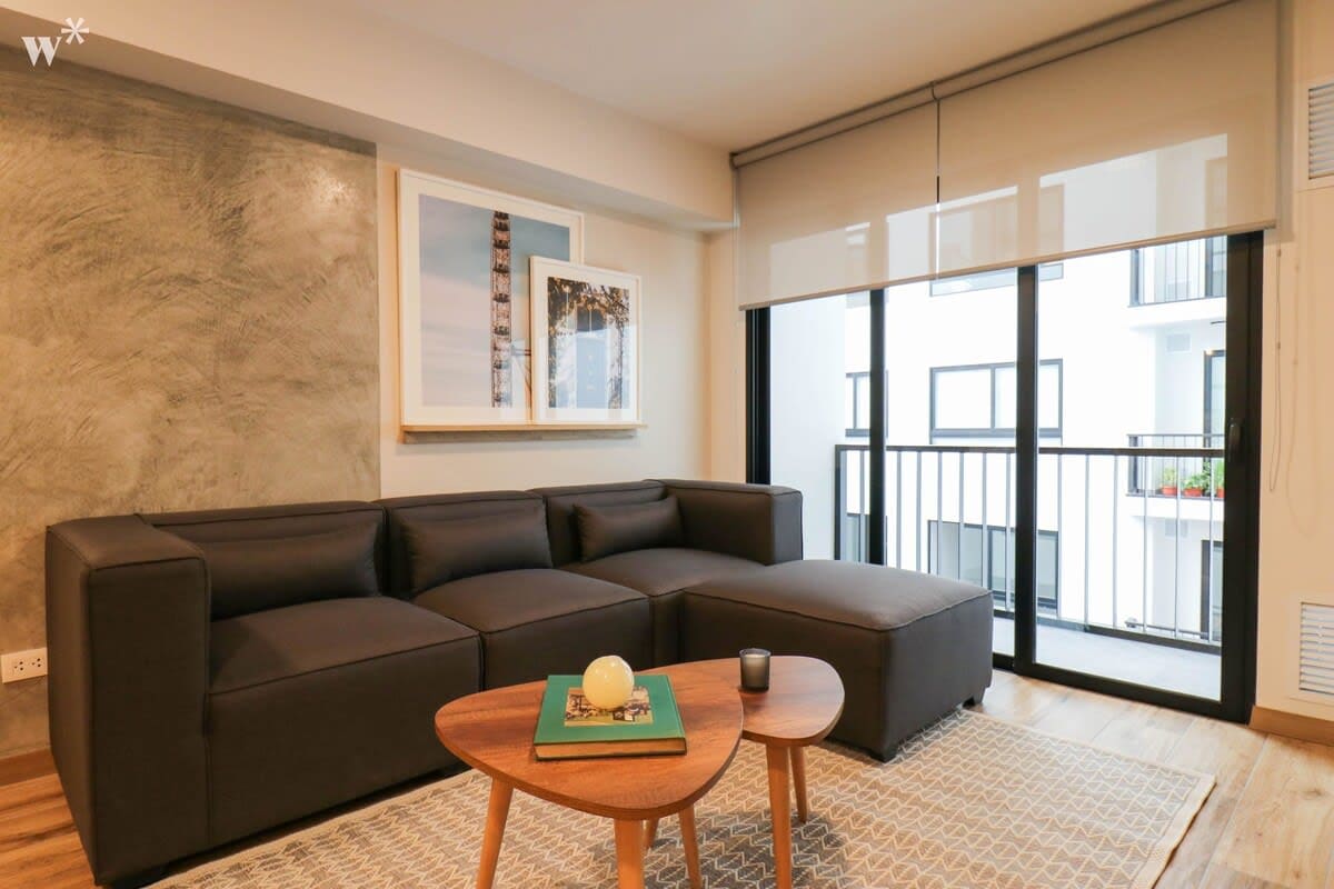 Living room with access to lovely balcony