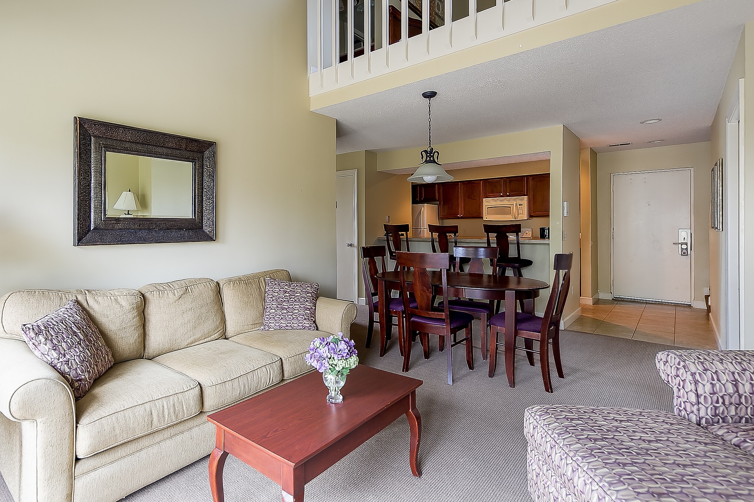 Living room with loft (not a spiral staircase)