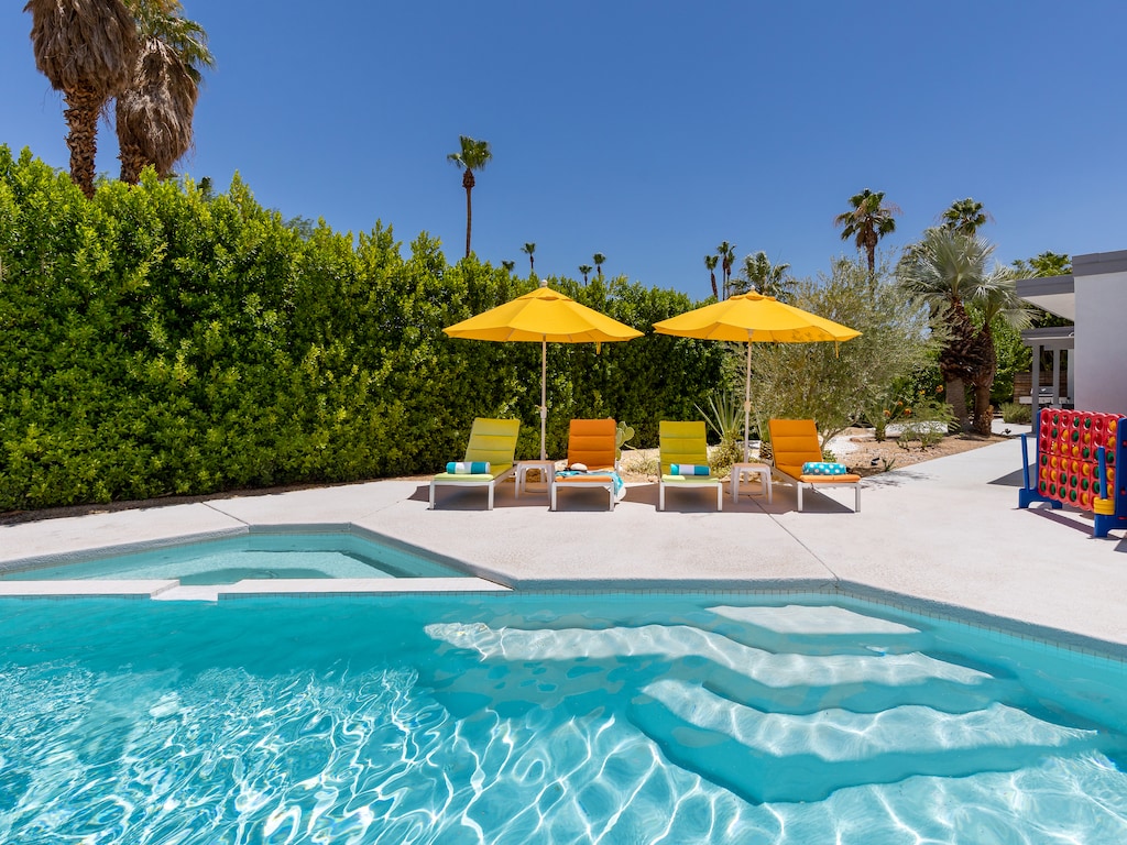 Lounge in the saltwater pool & spa