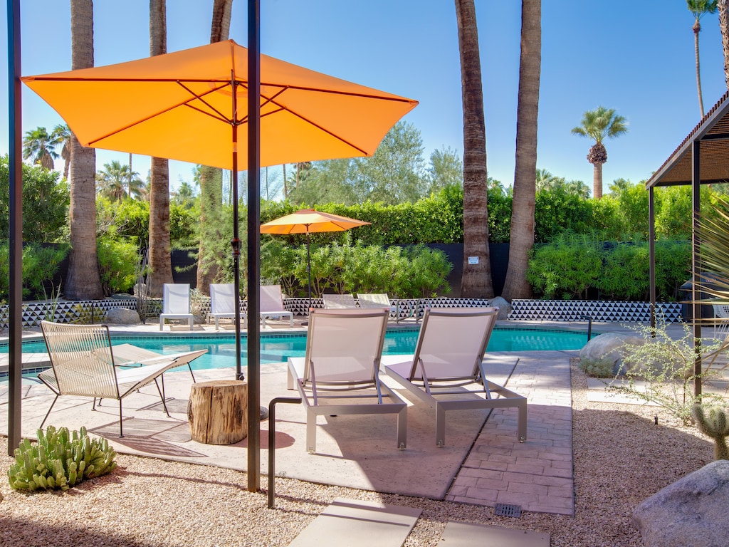 Lounge chairs for relaxing by the pool
