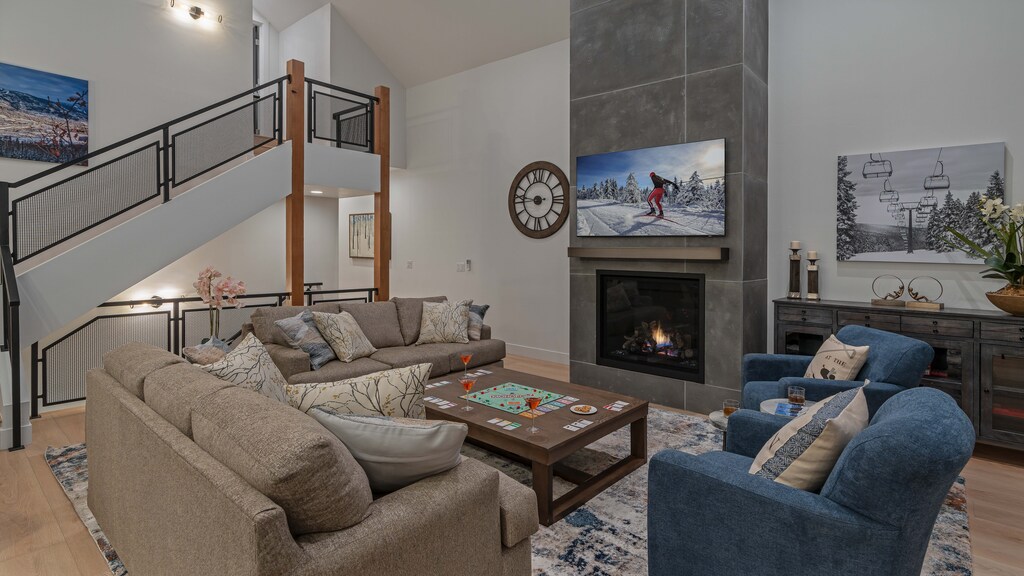 Great Room, Main Level - With TV and fireplace