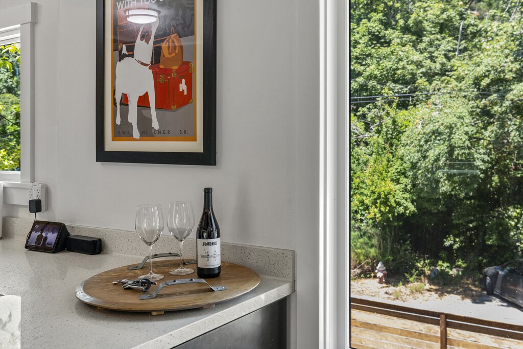 Enjoy a bottle of wine - compliments of the owners.