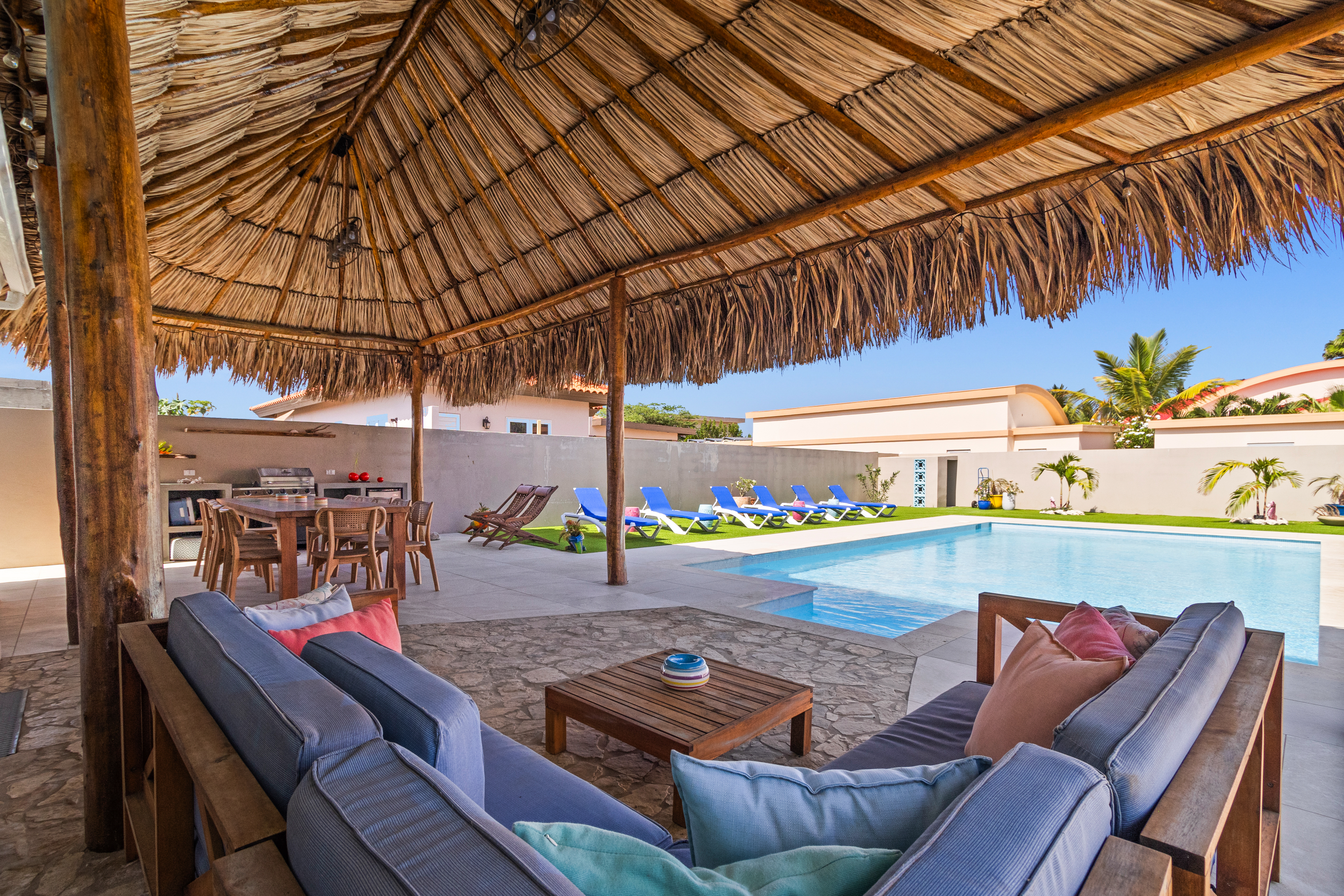 Unwind in paradise: retreat under the shade of our charming palapa beside the refreshing pool, where moments of relaxation and rejuvenation await.