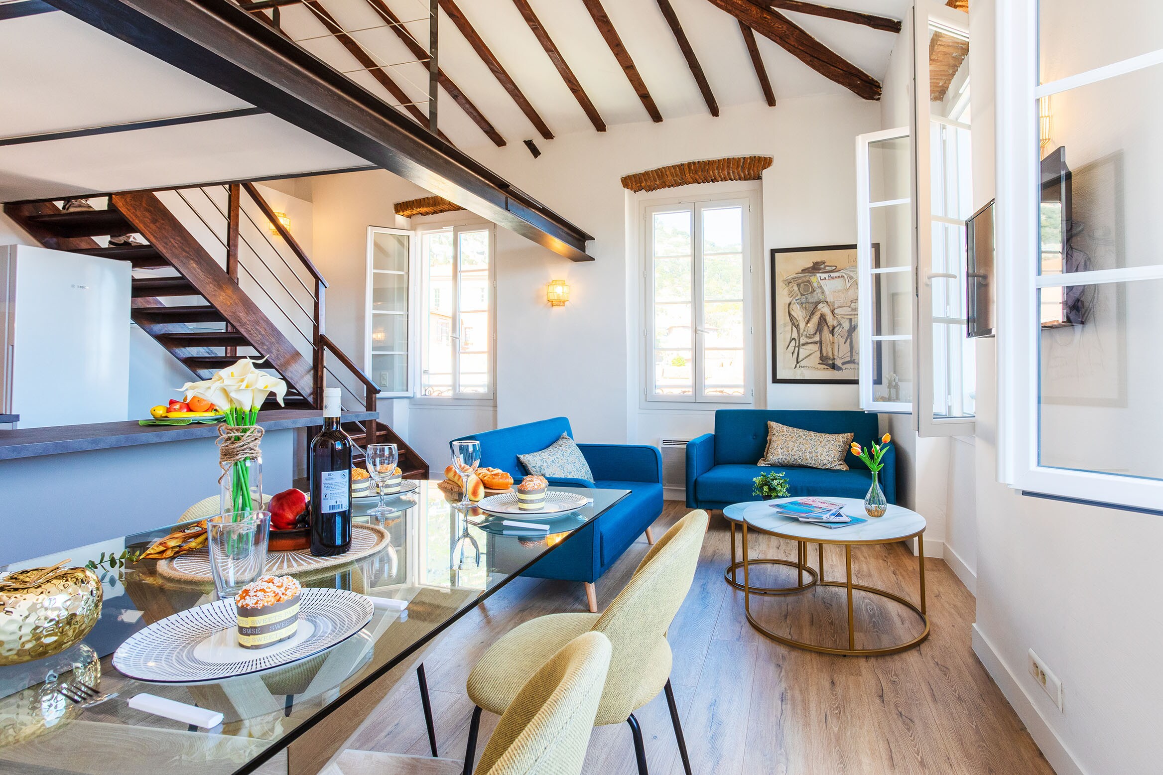 Living-dining room with television