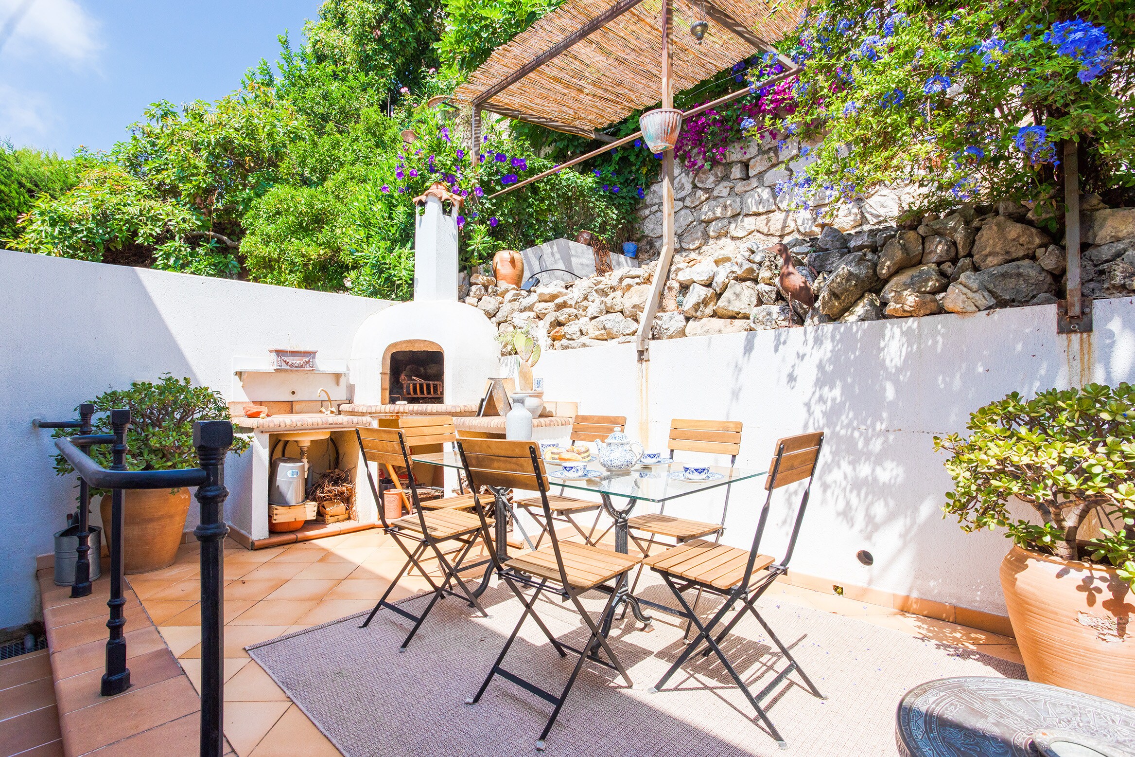 the sunny terrace with barbecue