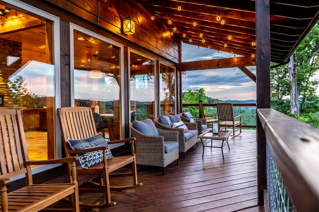 Take in the stunning Smoky Mountain views for our spacious deck with ample seating.