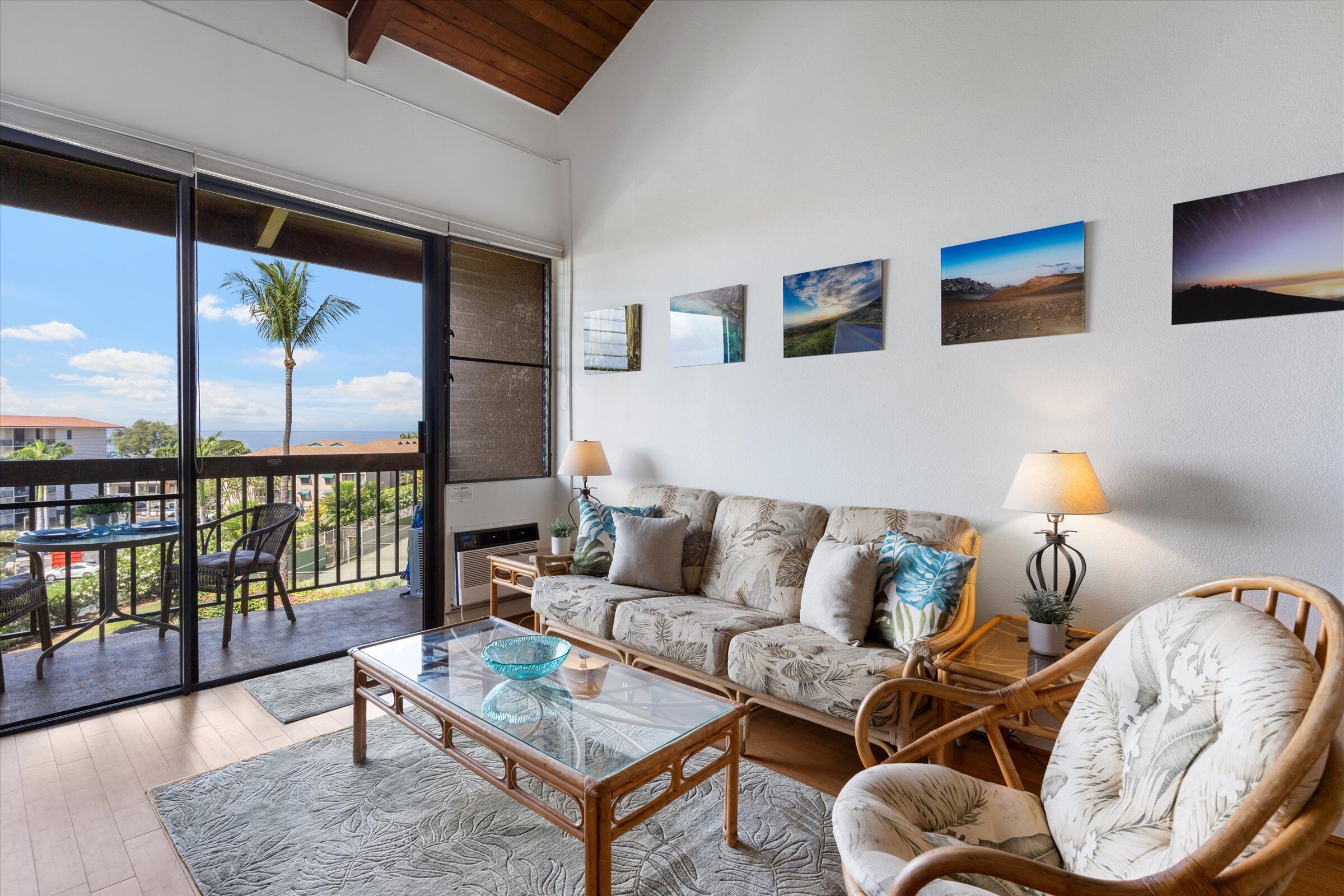 Living area has high ceilings