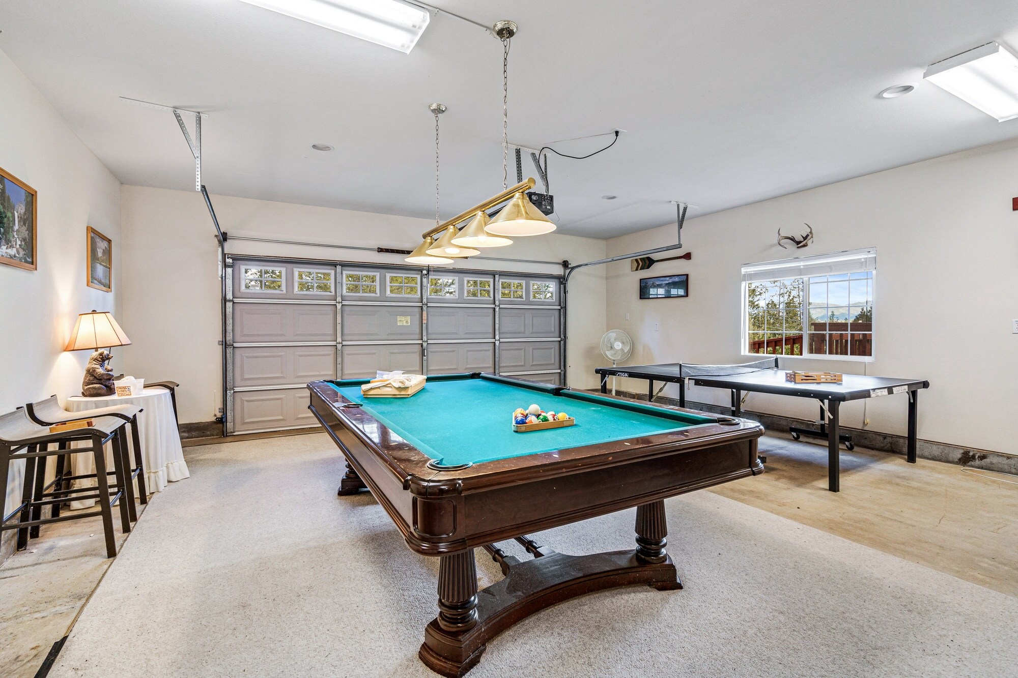 Game room in garage. Pine Mountain Lake Vacation Rental "Star of the Mountain" - Unit 13 Lot 142.