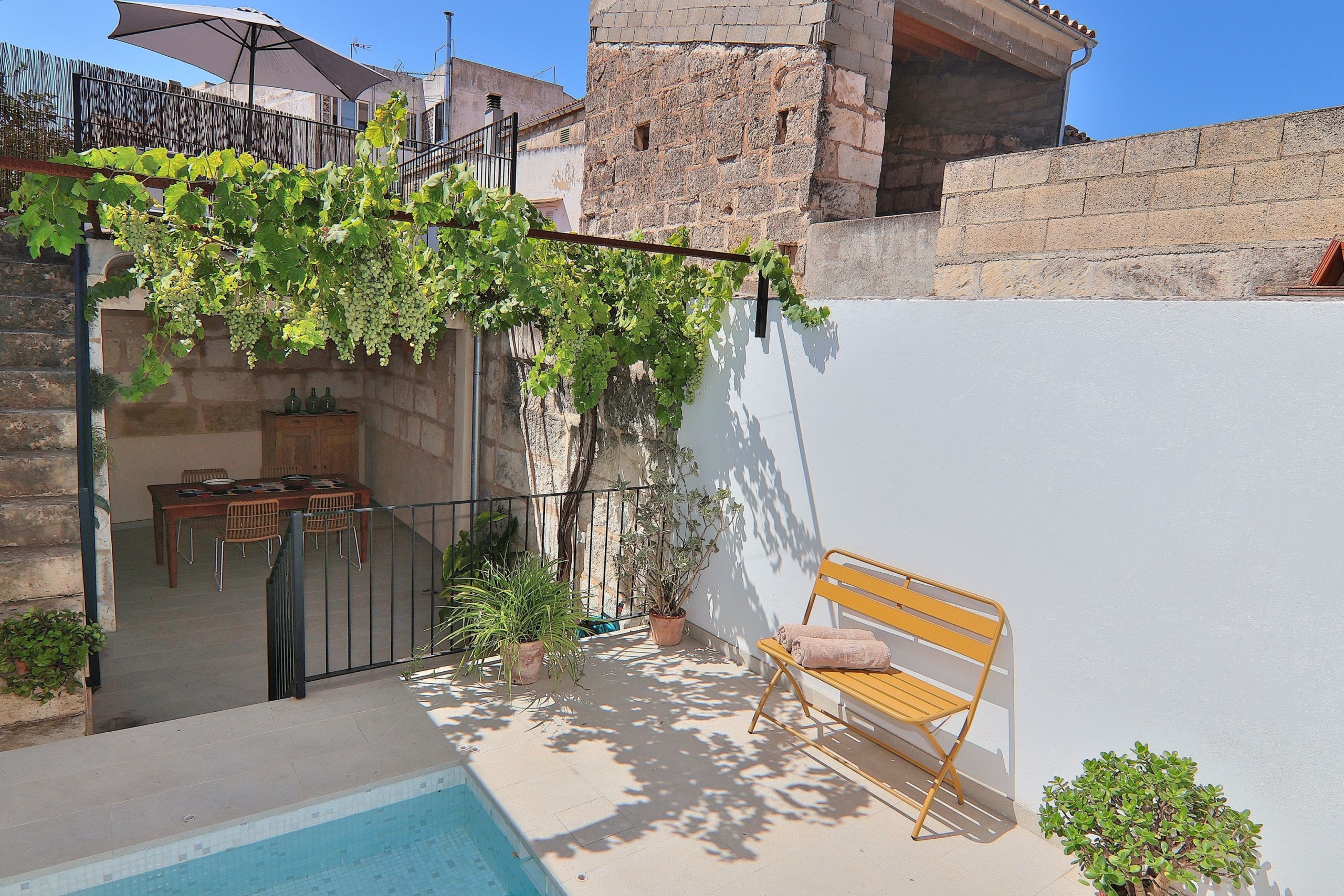 Private terrace, garden and swimming pool