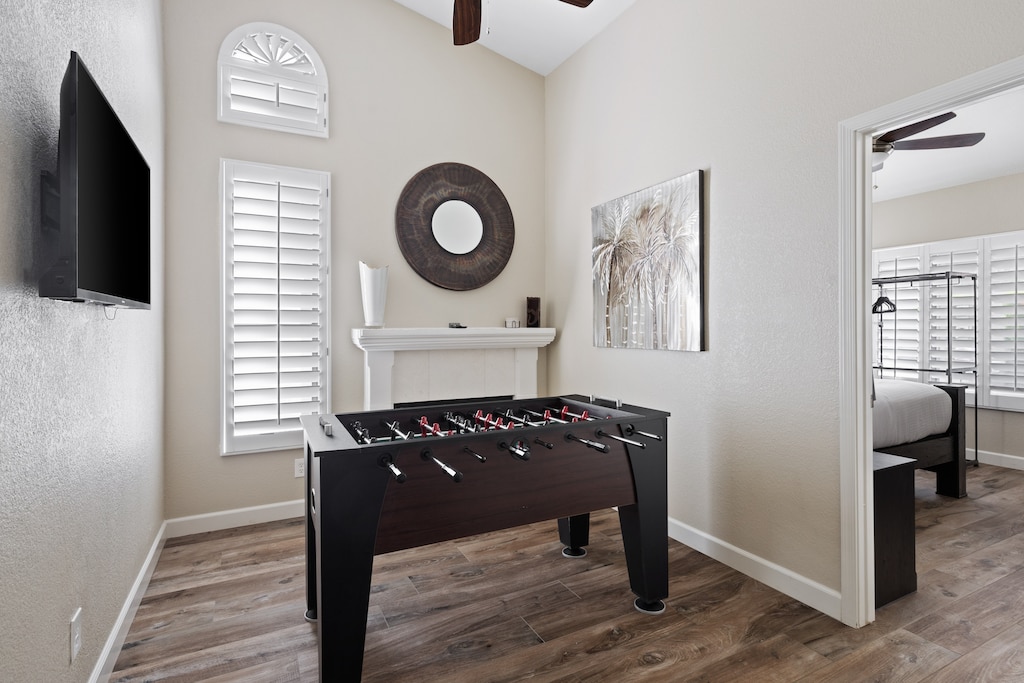 Rec Area Foosball Table and Flat Screen TV