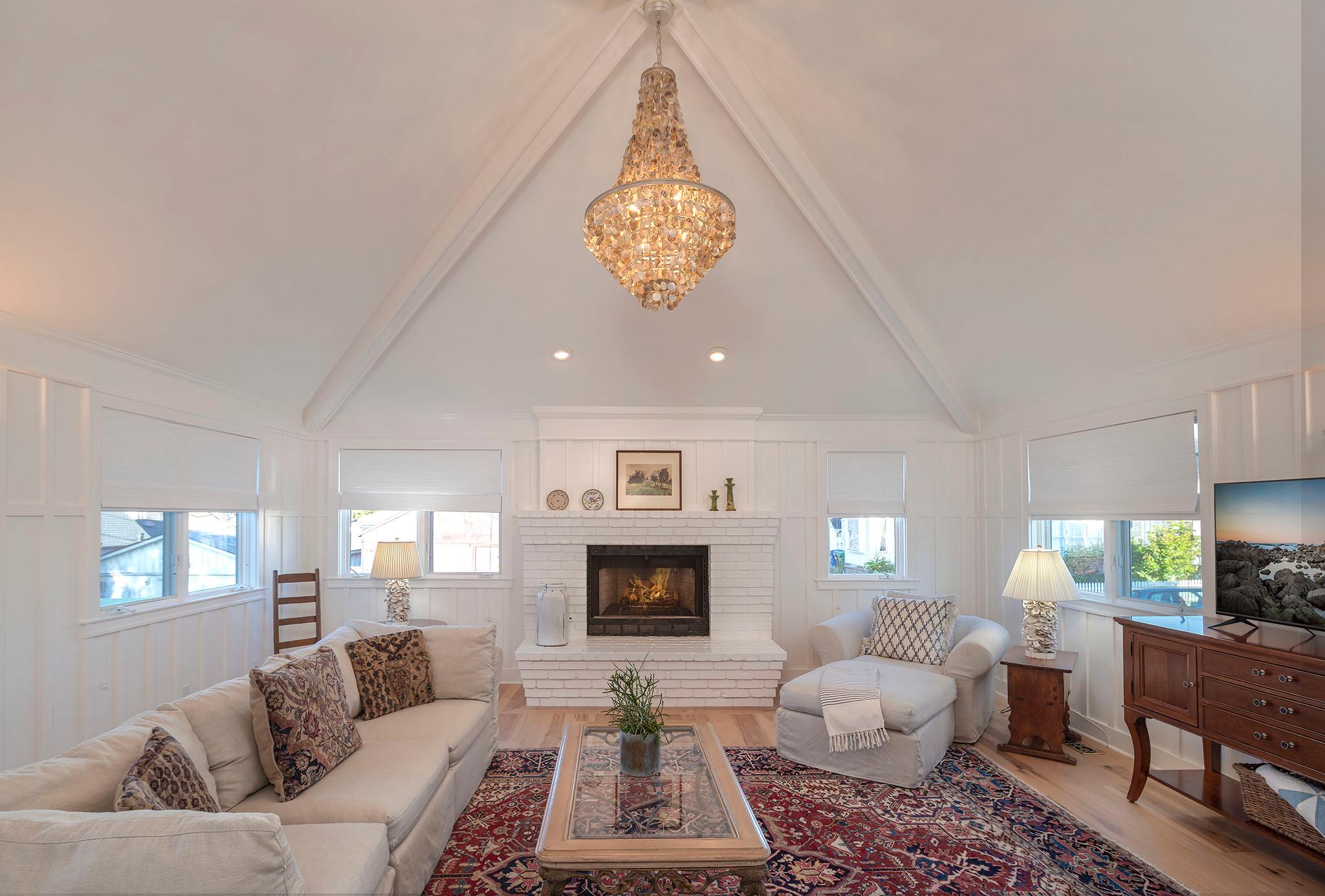 Living Room with Fireplace and HDTV