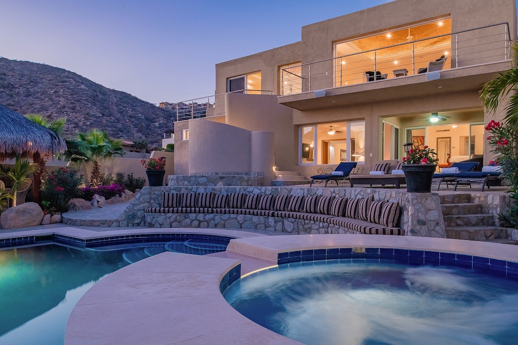 Poolside with Jacuzzi during sunset