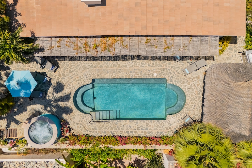 Aerial poolside view