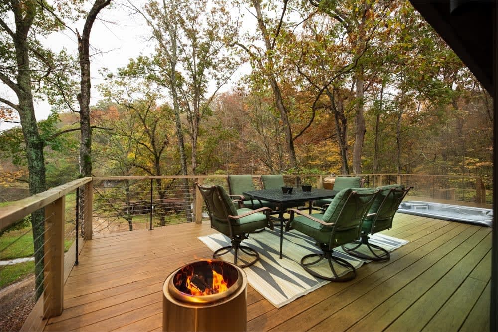 Patio with Outdoor Seating and Solo Stove