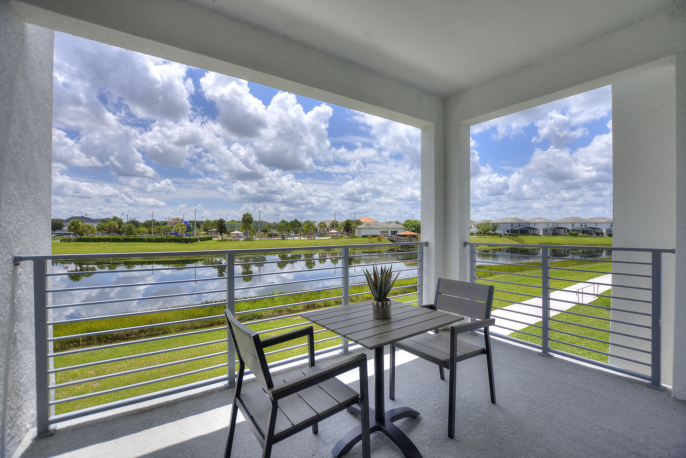 The balcony with the decadent views overlooking the canals and resort