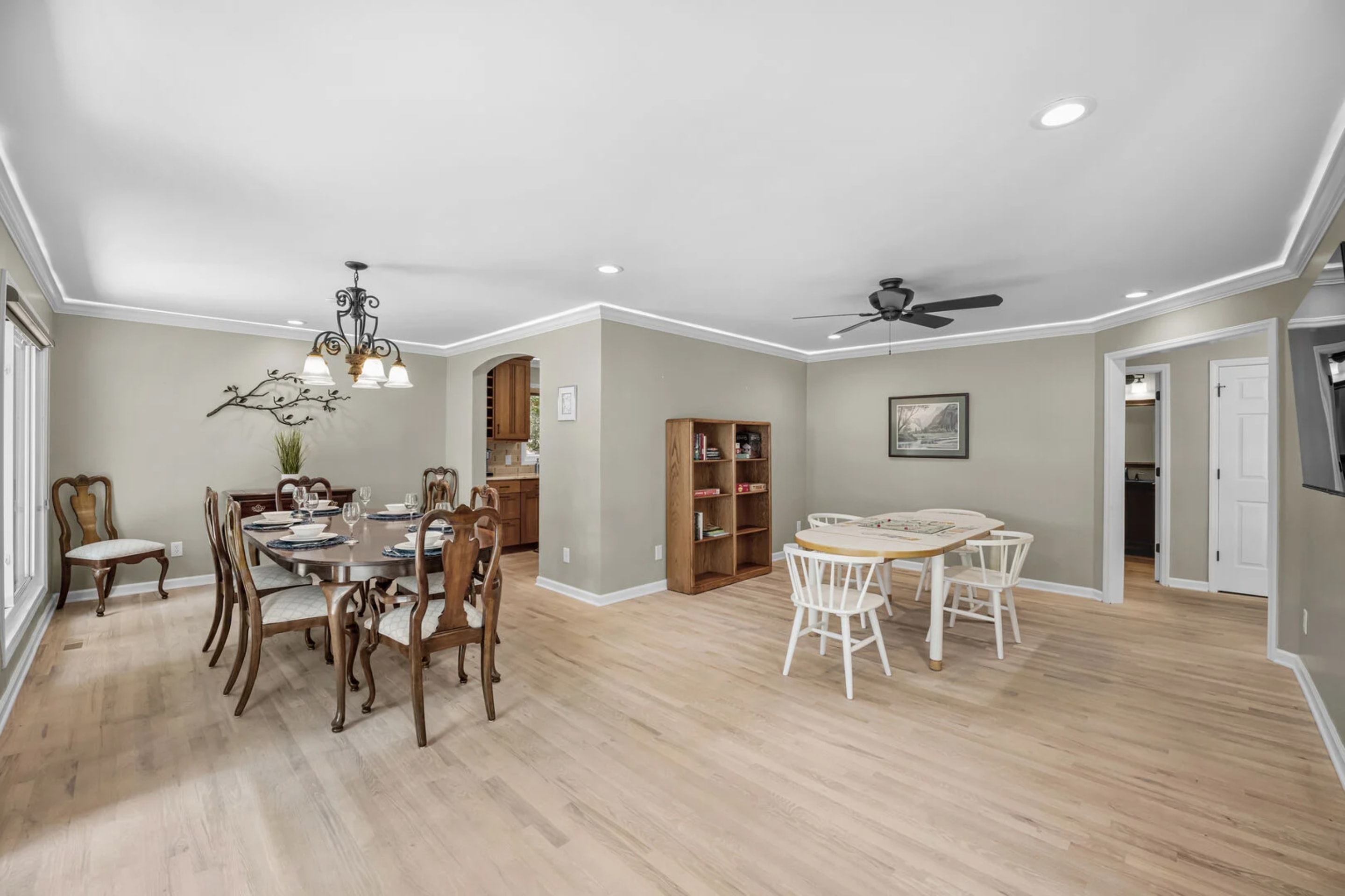 Dining area adjoining the game table.