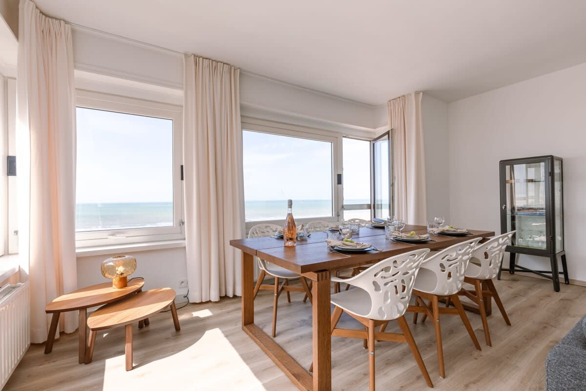 Bright dining area with sea view